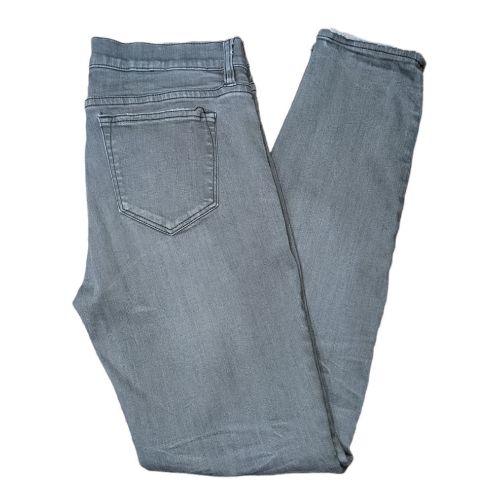 J. CREW Women's Gray Toothpick Skinny Jeans with Distressed Hem Size 27